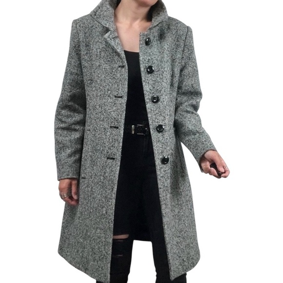 Retro East 5th wool blend tweed button up coat LP - Picture 2 of 12